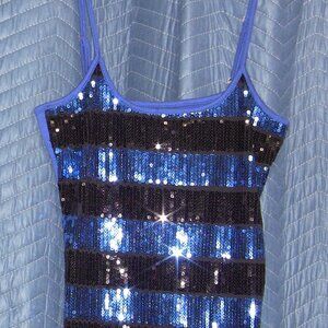 Voice Blue and Black Sequin Tank - size L